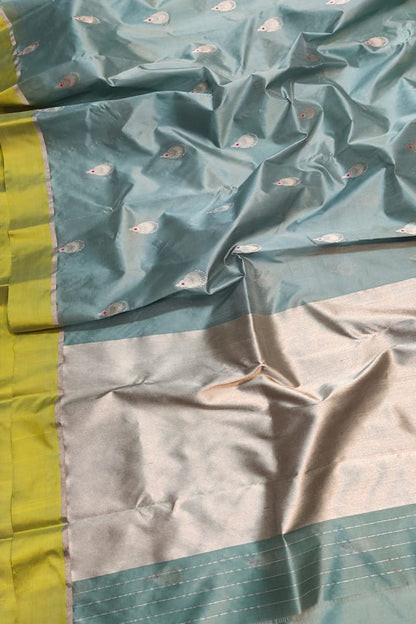 Blue Chanderi Handloom Silk Saree - Pure Elegance - Luxurion World