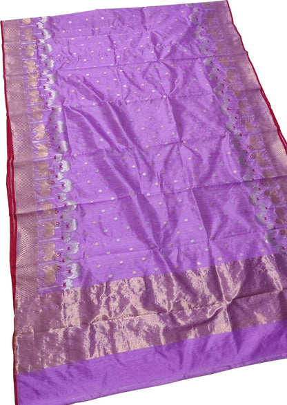 Elegant Purple Silk Saree: Chanderi Handloom Beauty - Luxurion World