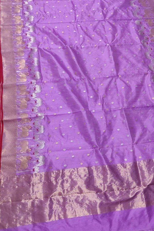 Elegant Purple Silk Saree: Chanderi Handloom Beauty - Luxurion World