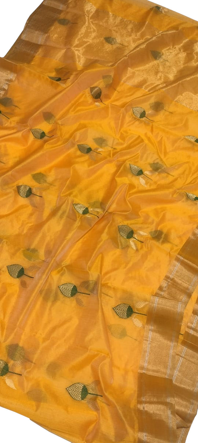 Yellow Chanderi Handloom Silk Saree - Pure Elegance - Luxurion World