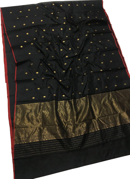 Elegant Black Chanderi Silk Saree - Luxurion World