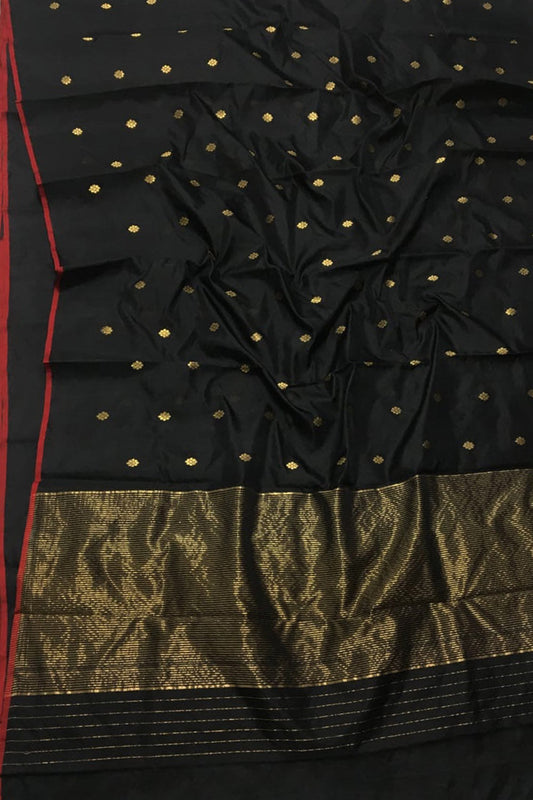 Elegant Black Chanderi Silk Saree - Luxurion World