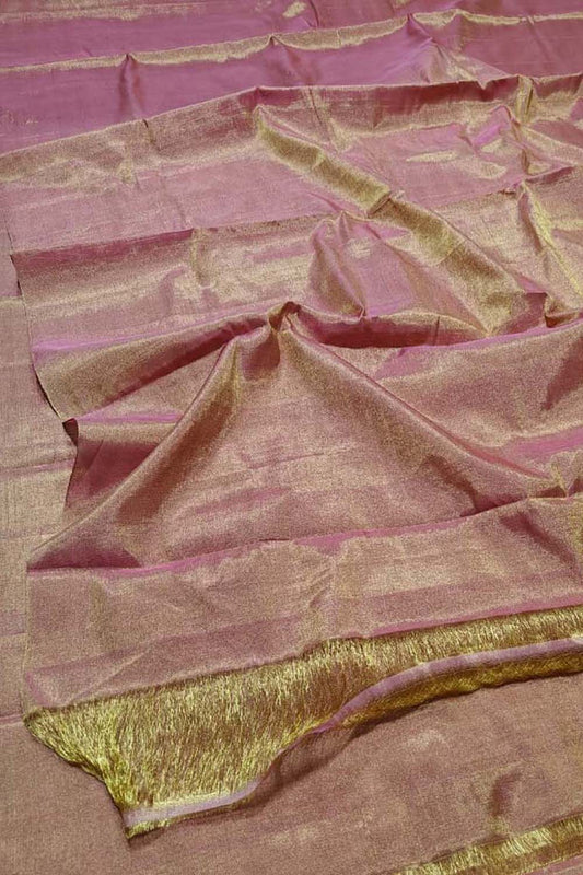 Beautiful Pink Handloom Chanderi Silk Saree - Luxurion World