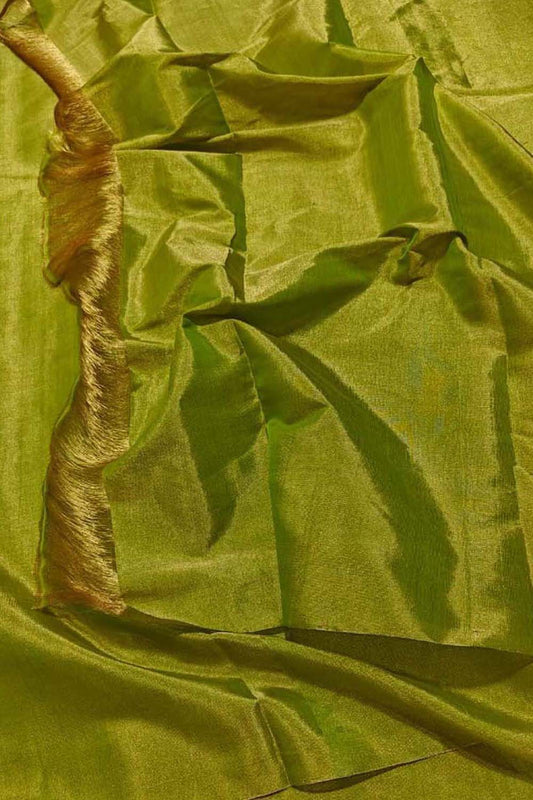 Handloom Chanderi Pure Silk Saree - Green Tissue - Luxurion World