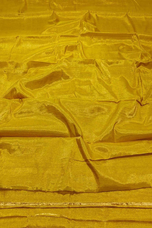 Yellow Chanderi Tissue Silk Saree - Handloom Elegance - Luxurion World