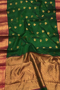 Green Chanderi Handloom Pure Katan Silk Saree - Luxurion World