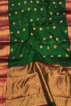 Green Chanderi Handloom Pure Katan Silk Saree - Luxurion World