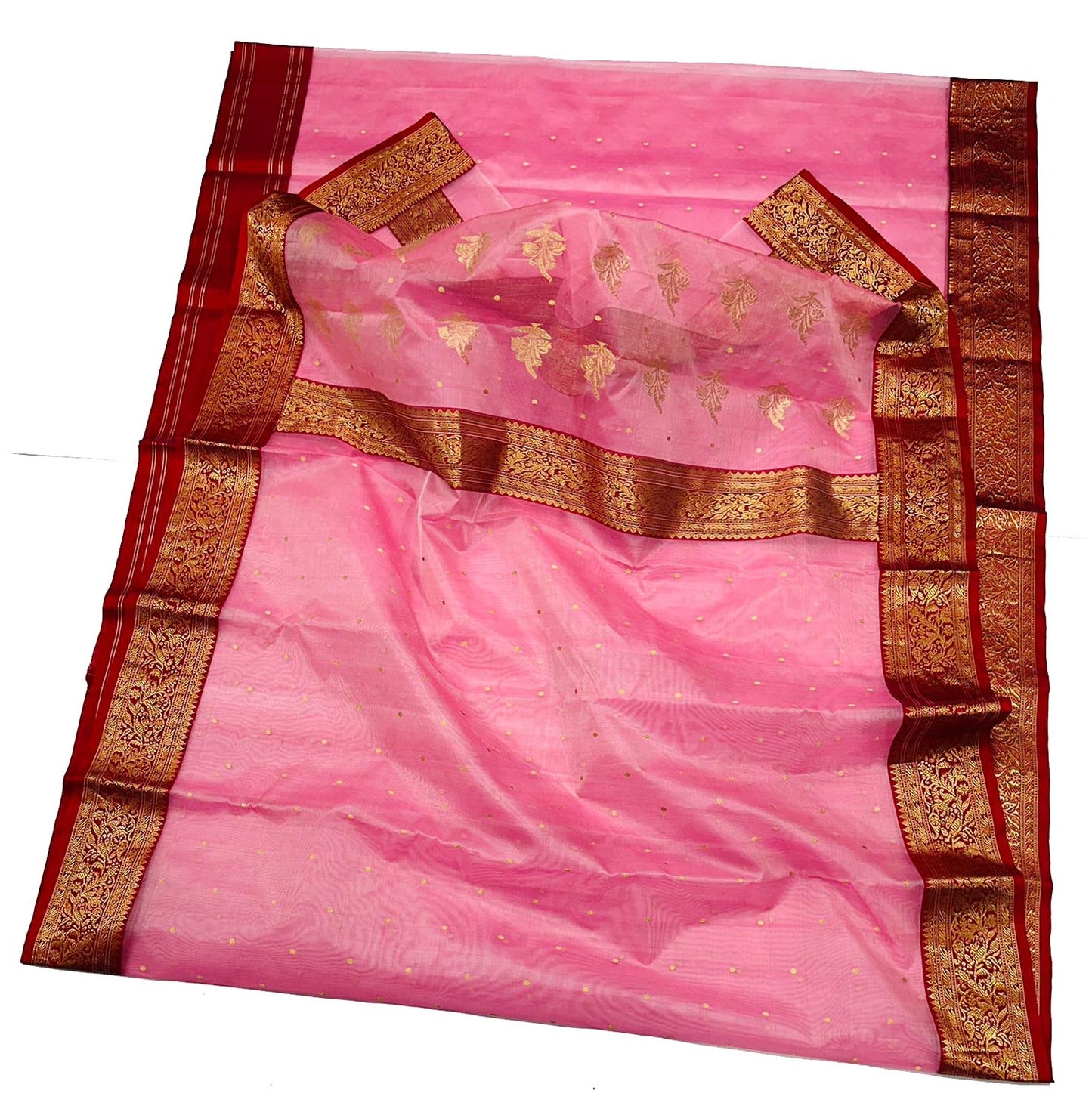Beautiful Pink Chanderi Handloom Pure Katan Silk Saree - Luxurion World