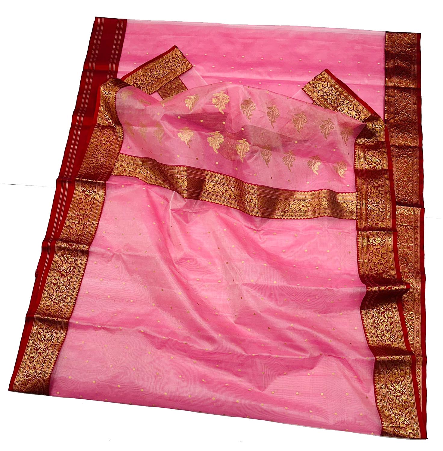 Beautiful Pink Chanderi Handloom Pure Katan Silk Saree - Luxurion World