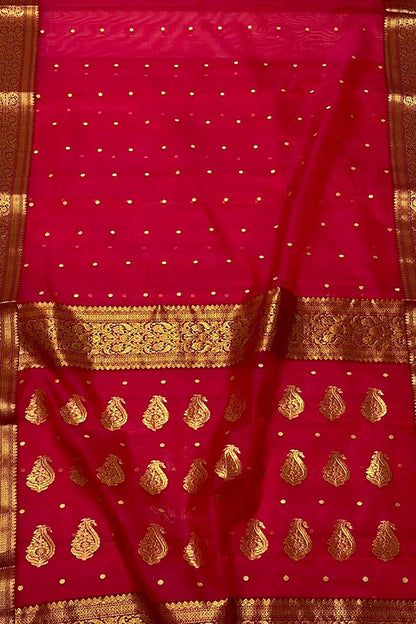 Stunning Pink Chanderi Handloom Pure Katan Silk Saree - Luxurion World