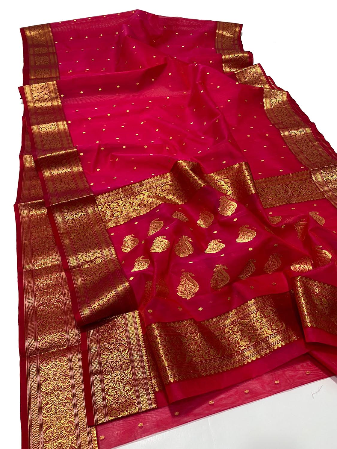 Stunning Pink Chanderi Handloom Pure Katan Silk Saree - Luxurion World