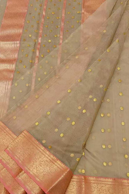 Pastel Chanderi Handloom Pure Katan Silk Saree - Luxurion World