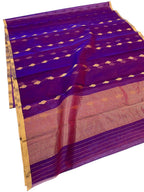 Purple Chanderi Handloom Pure Katan Silk Saree - Luxurion World