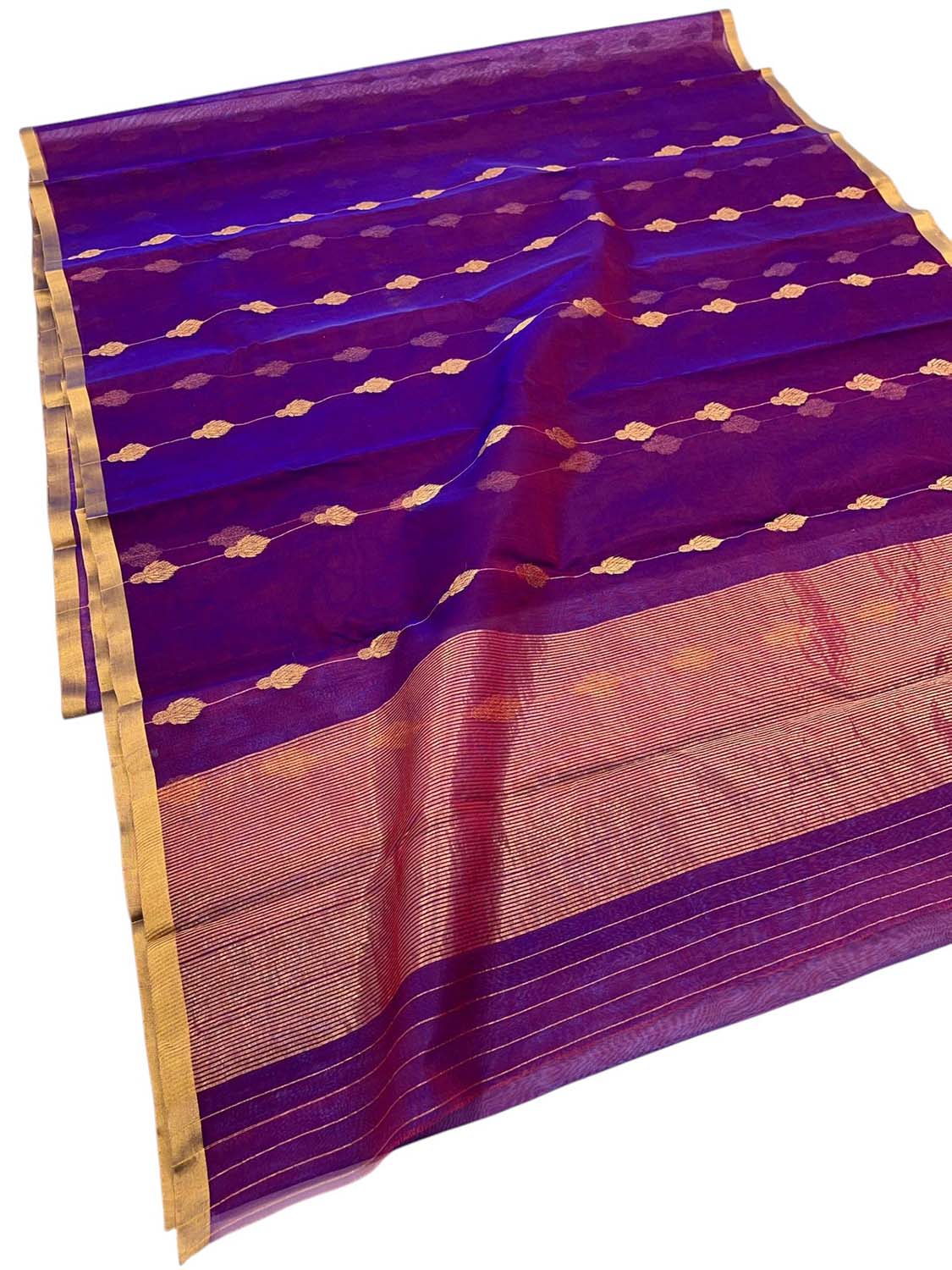 Purple Chanderi Handloom Pure Katan Silk Saree - Luxurion World