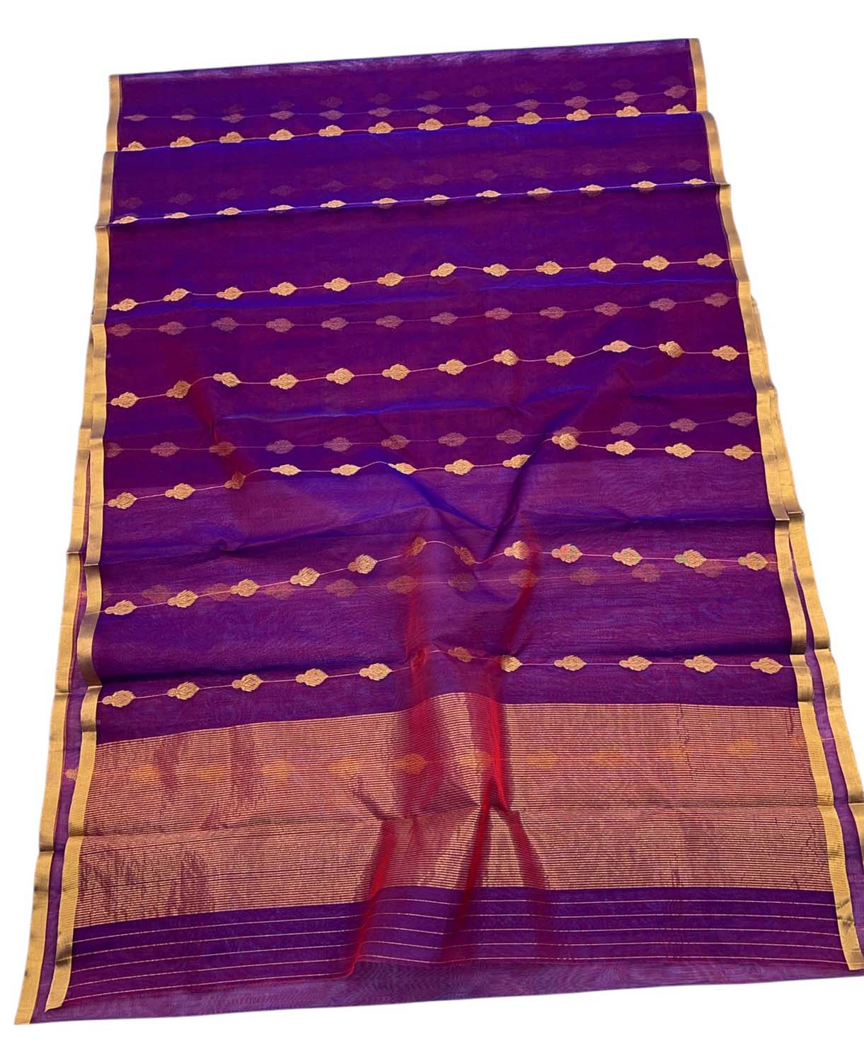 Purple Chanderi Handloom Pure Katan Silk Saree - Luxurion World