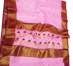 Pink Chanderi Handloom Pure Katan Silk Meenakari Saree - Luxurion World