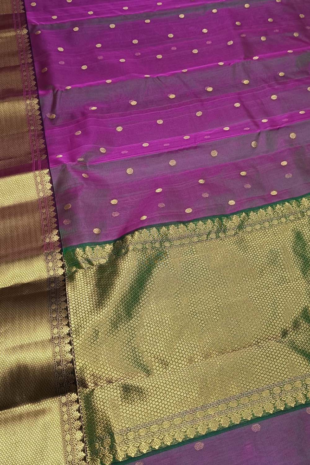 Purple Chanderi Handloom Pure Katan Silk Saree - Luxurion World