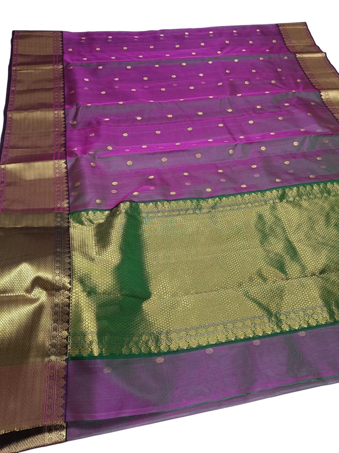 Purple Chanderi Handloom Pure Katan Silk Saree - Luxurion World