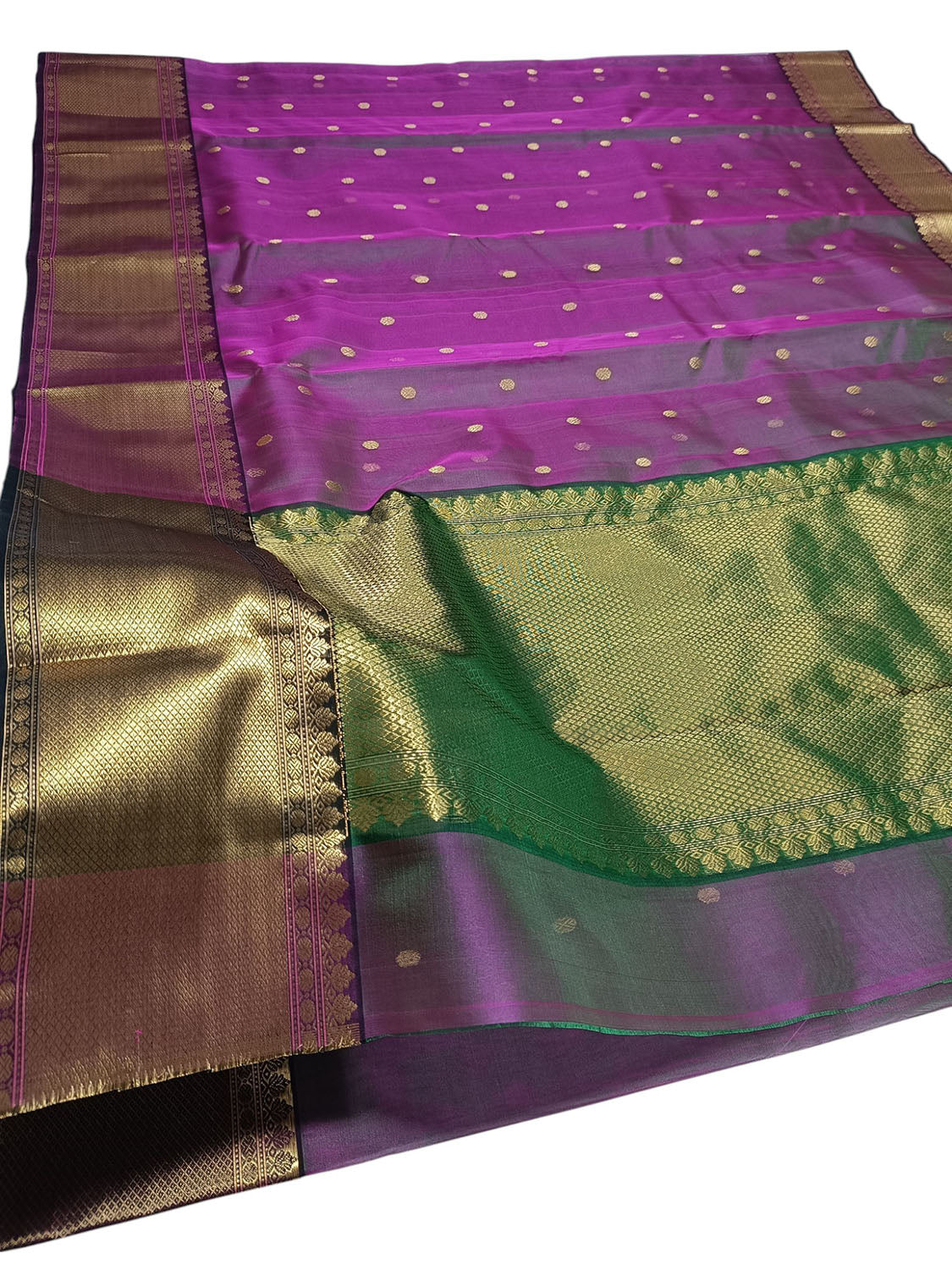 Purple Chanderi Handloom Pure Katan Silk Saree - Luxurion World