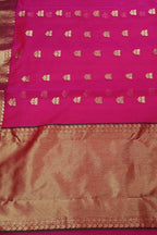Pink Chanderi Handloom Pure Katan Silk Flower Design Saree - Luxurion World