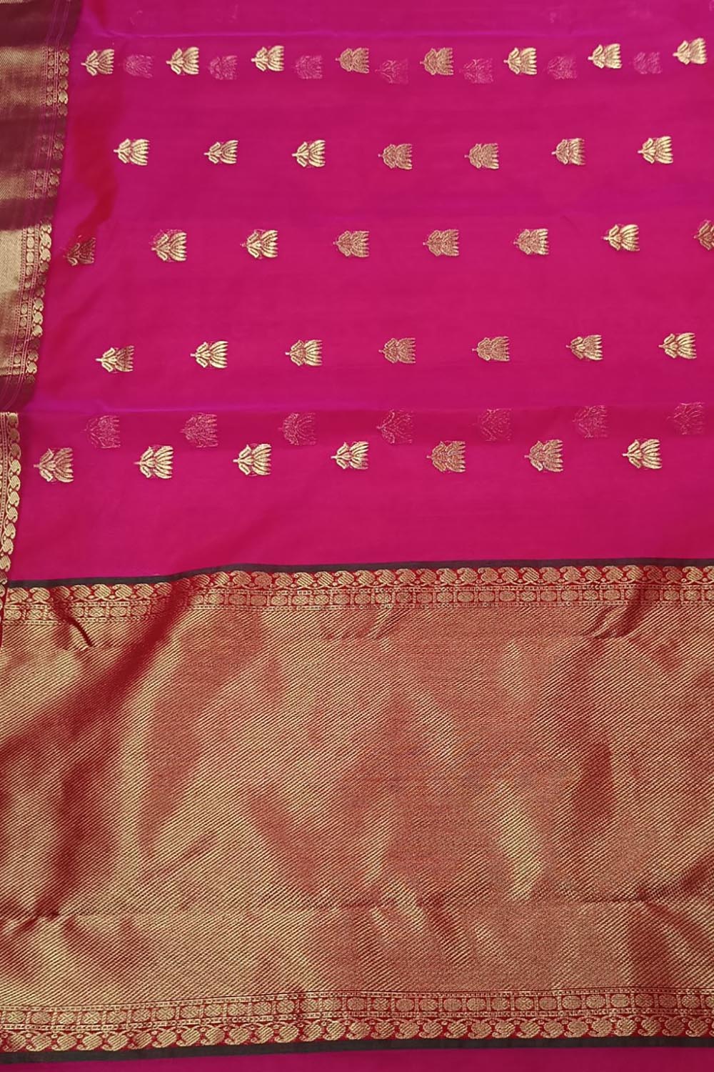 Pink Chanderi Handloom Pure Katan Silk Flower Design Saree - Luxurion World
