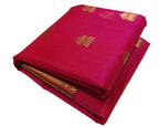 Pink Chanderi Handloom Pure Katan Silk Flower Design Saree - Luxurion World