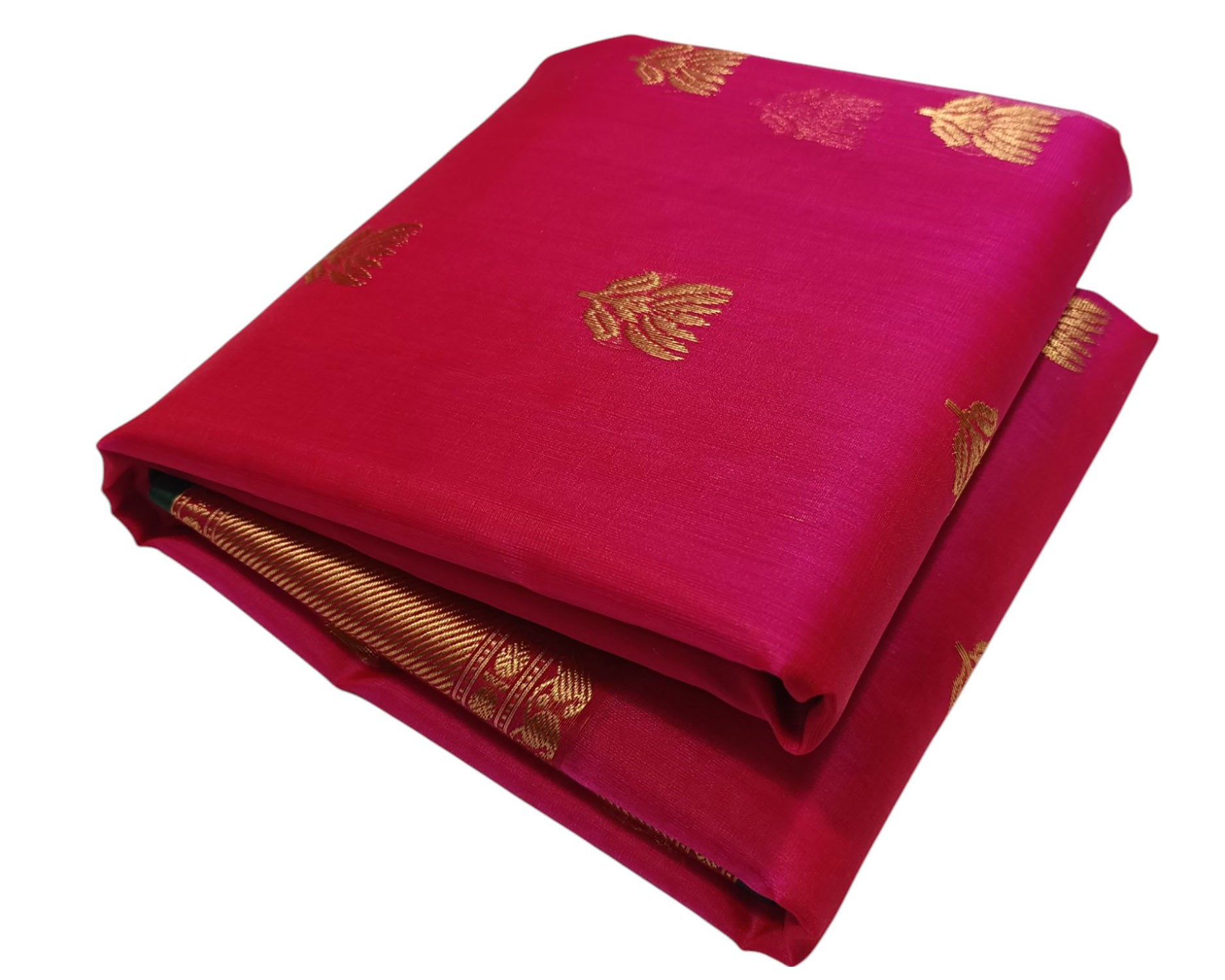 Pink Chanderi Handloom Pure Katan Silk Flower Design Saree - Luxurion World