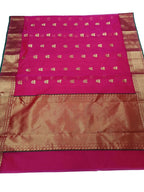 Pink Chanderi Handloom Pure Katan Silk Flower Design Saree - Luxurion World
