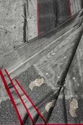 Grey Pure Chanderi Silk Handloom Saree - Luxurion World