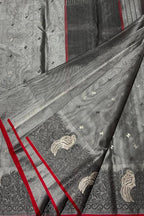 Grey Pure Chanderi Silk Handloom Saree - Luxurion World