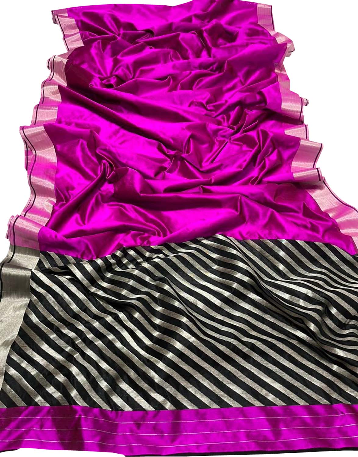 Pink Pure Chanderi Silk Handloom Saree - Luxurion World
