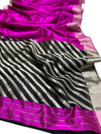 Pink Pure Chanderi Silk Handloom Saree - Luxurion World