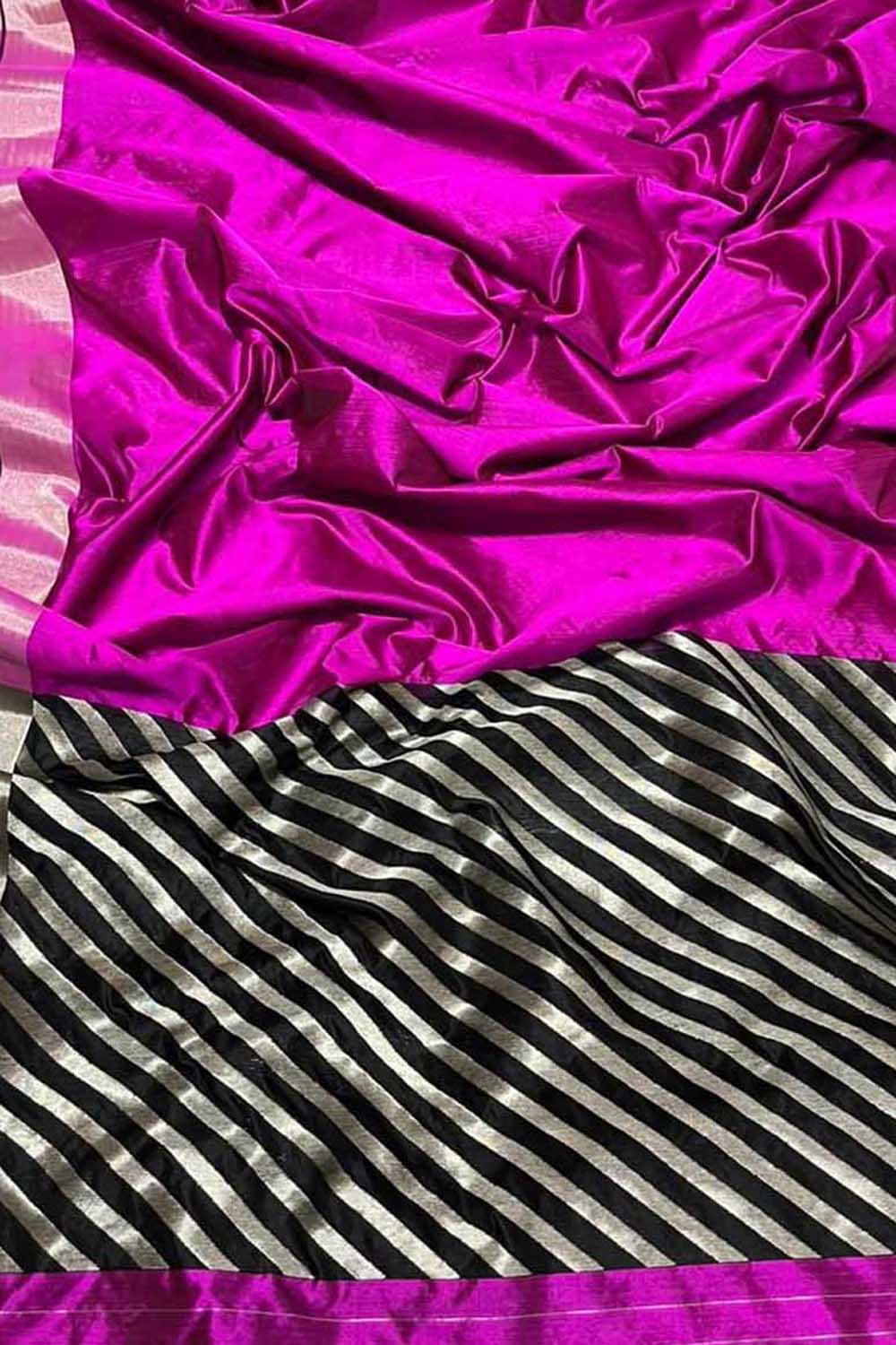 Pink Pure Chanderi Silk Handloom Saree - Luxurion World
