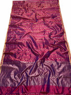 Pink Pure Chanderi Silk Handloom Saree - Luxurion World