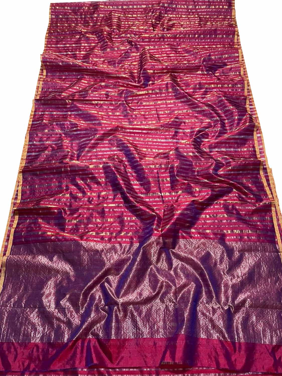 Pink Pure Chanderi Silk Handloom Saree - Luxurion World