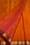 Orange Pure Chanderi Silk Handloom Saree - Luxurion World