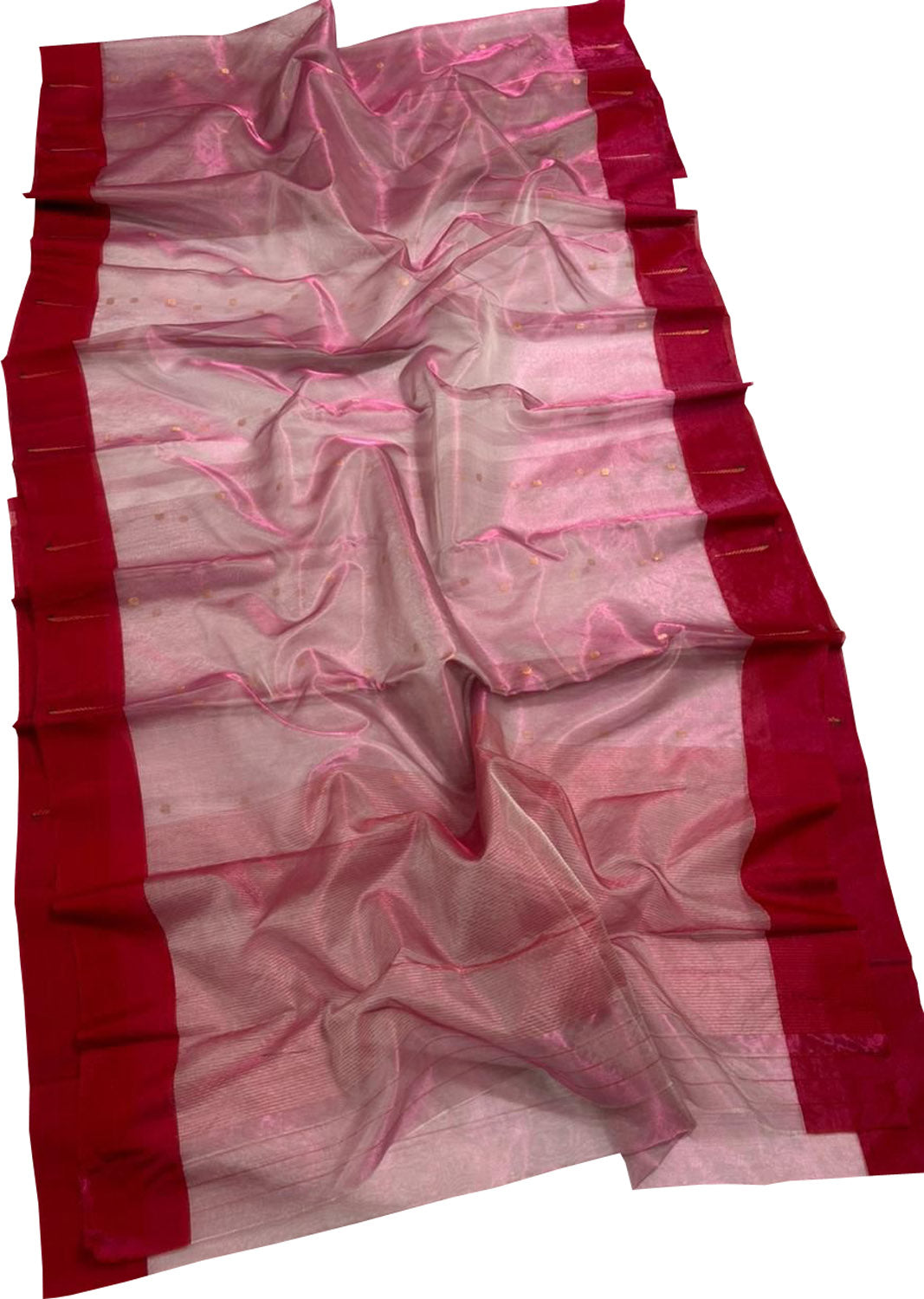 Pink Pure Chanderi Silk Handloom Saree - Luxurion World