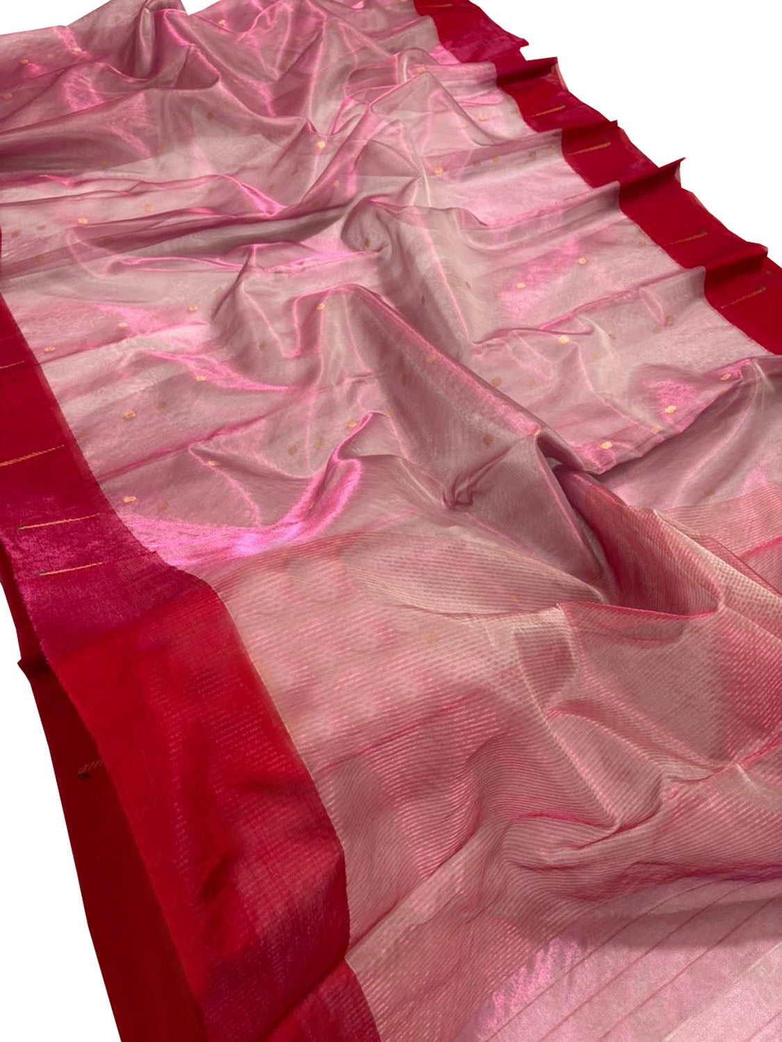 Pink Pure Chanderi Silk Handloom Saree - Luxurion World