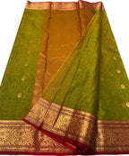 Green Handloom Chanderi Pure Katan Silk Saree - Handloom Beauty - Luxurion World
