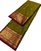 Green Handloom Chanderi Pure Katan Silk Saree - Handloom Beauty - Luxurion World
