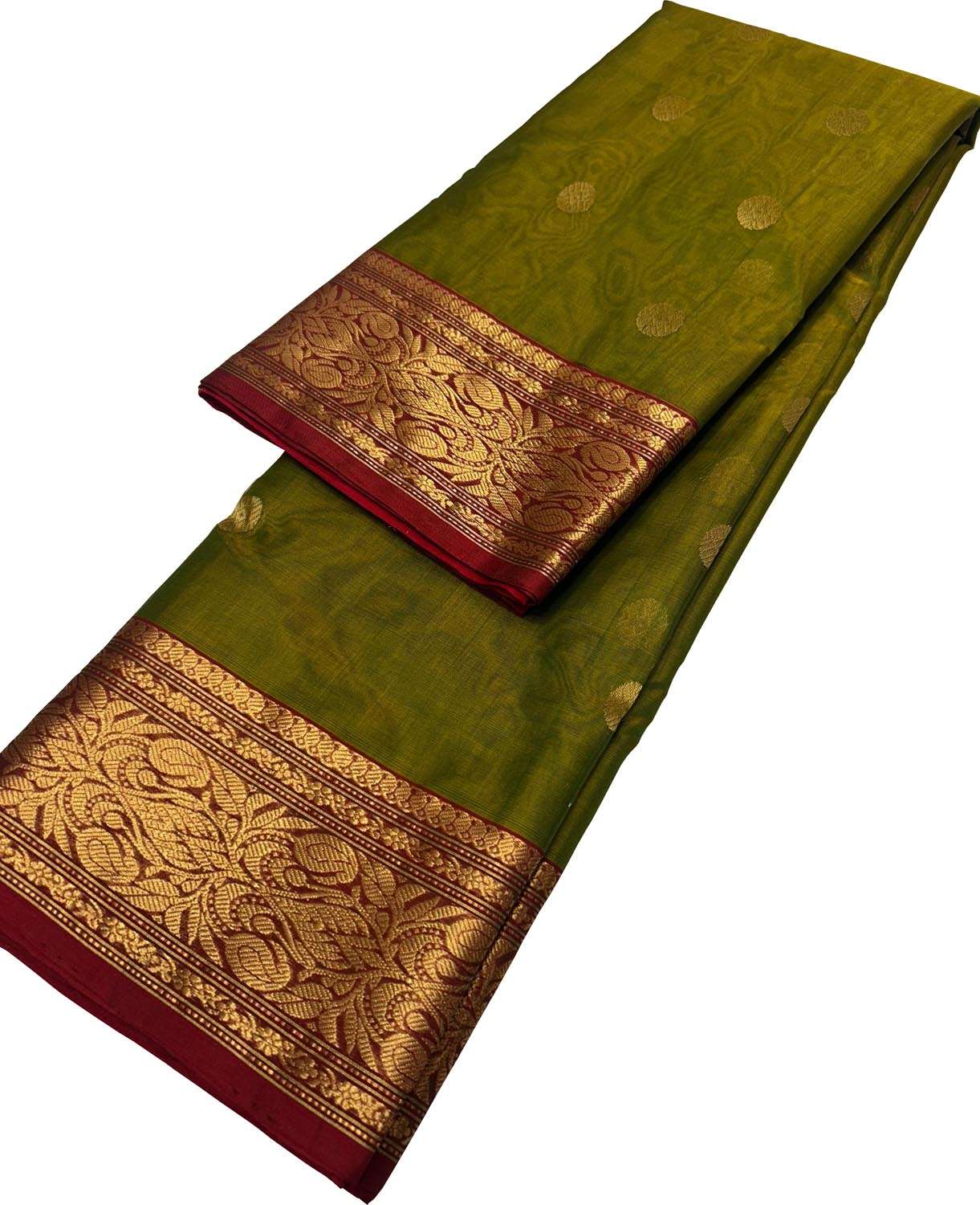 Green Handloom Chanderi Pure Katan Silk Saree - Handloom Beauty - Luxurion World
