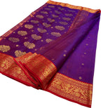Elegant Purple Handloom Chanderi Pure Katan Silk Saree - Luxurion World