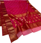 Pink Handloom Chanderi Pure Katan Silk Saree - Luxurion World