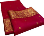 Pink Handloom Chanderi Pure Katan Silk Saree - Luxurion World