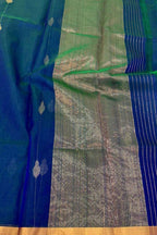Blue Handloom Chanderi Pure Katan Silk Saree - Elegant and Timeless - Luxurion World