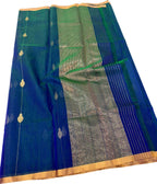 Blue Handloom Chanderi Pure Katan Silk Saree - Elegant and Timeless - Luxurion World