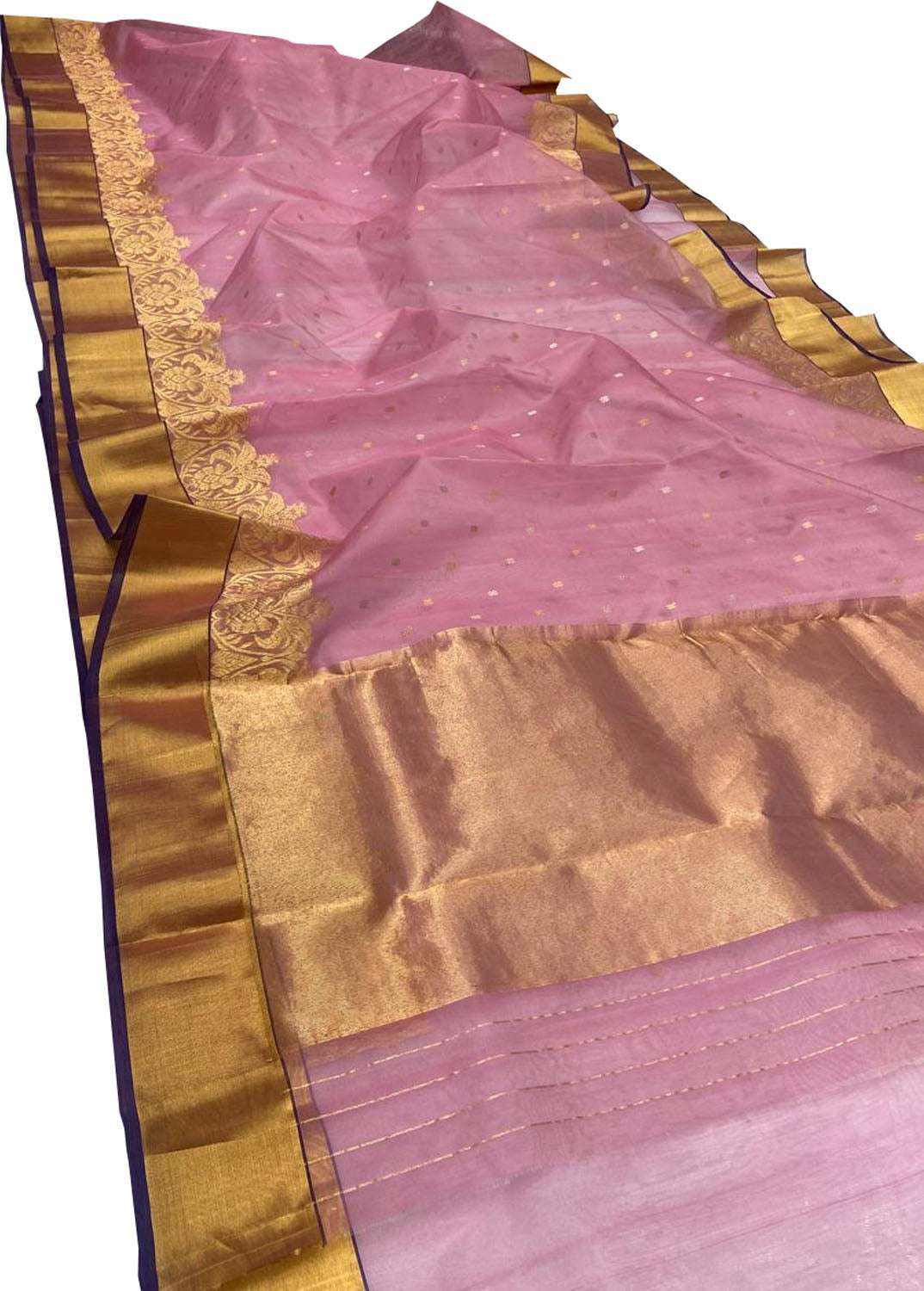Beautiful Pink Handloom Chanderi Pure Katan Silk Saree - Luxurion World