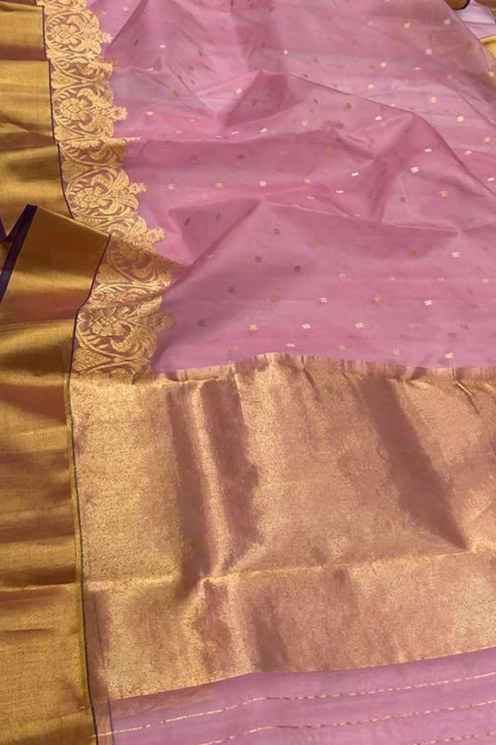 Beautiful Pink Handloom Chanderi Pure Katan Silk Saree - Luxurion World