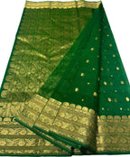 Green Handloom Chanderi Pure Katan Silk Saree - Luxurion World