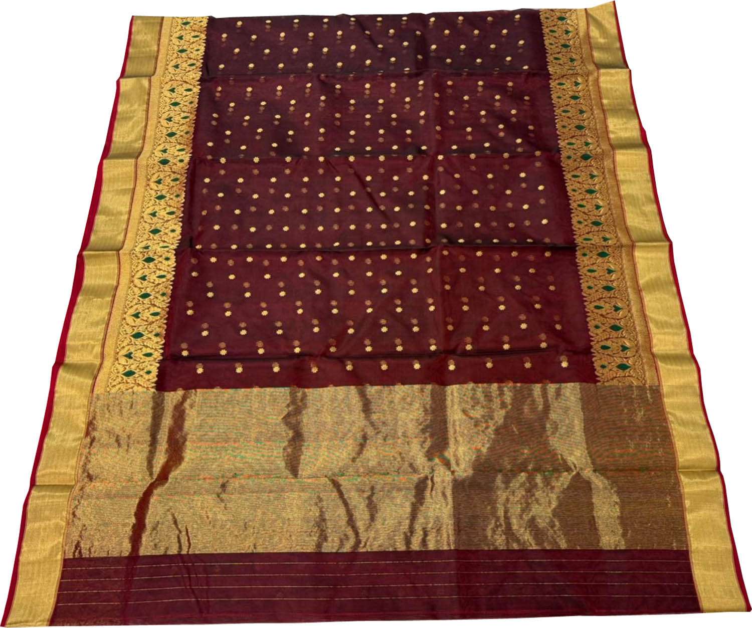 Elegant Maroon Handloom Chanderi Pure Katan Silk Saree - Luxurion World